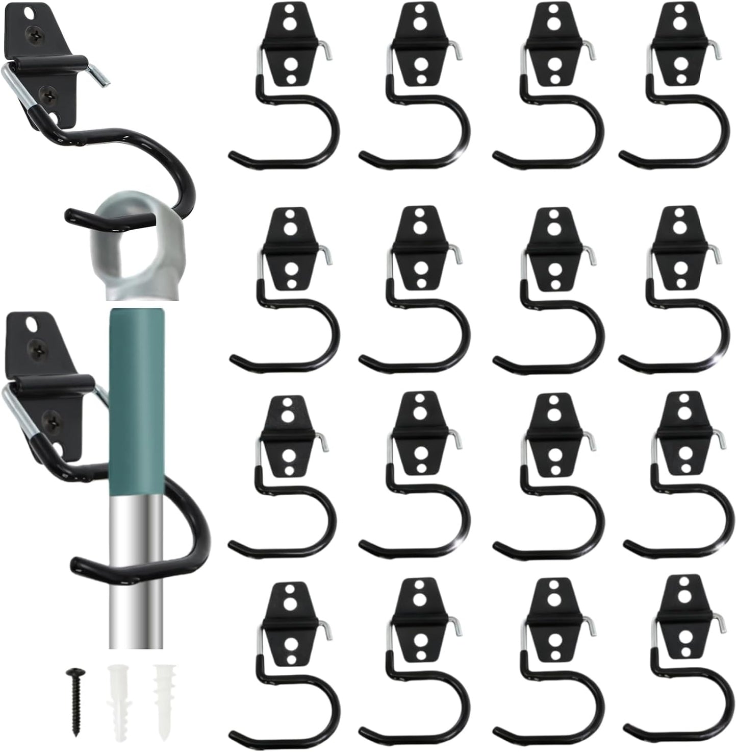 16 Ganchos Metal Soporte Pared Garaje Antiderrap