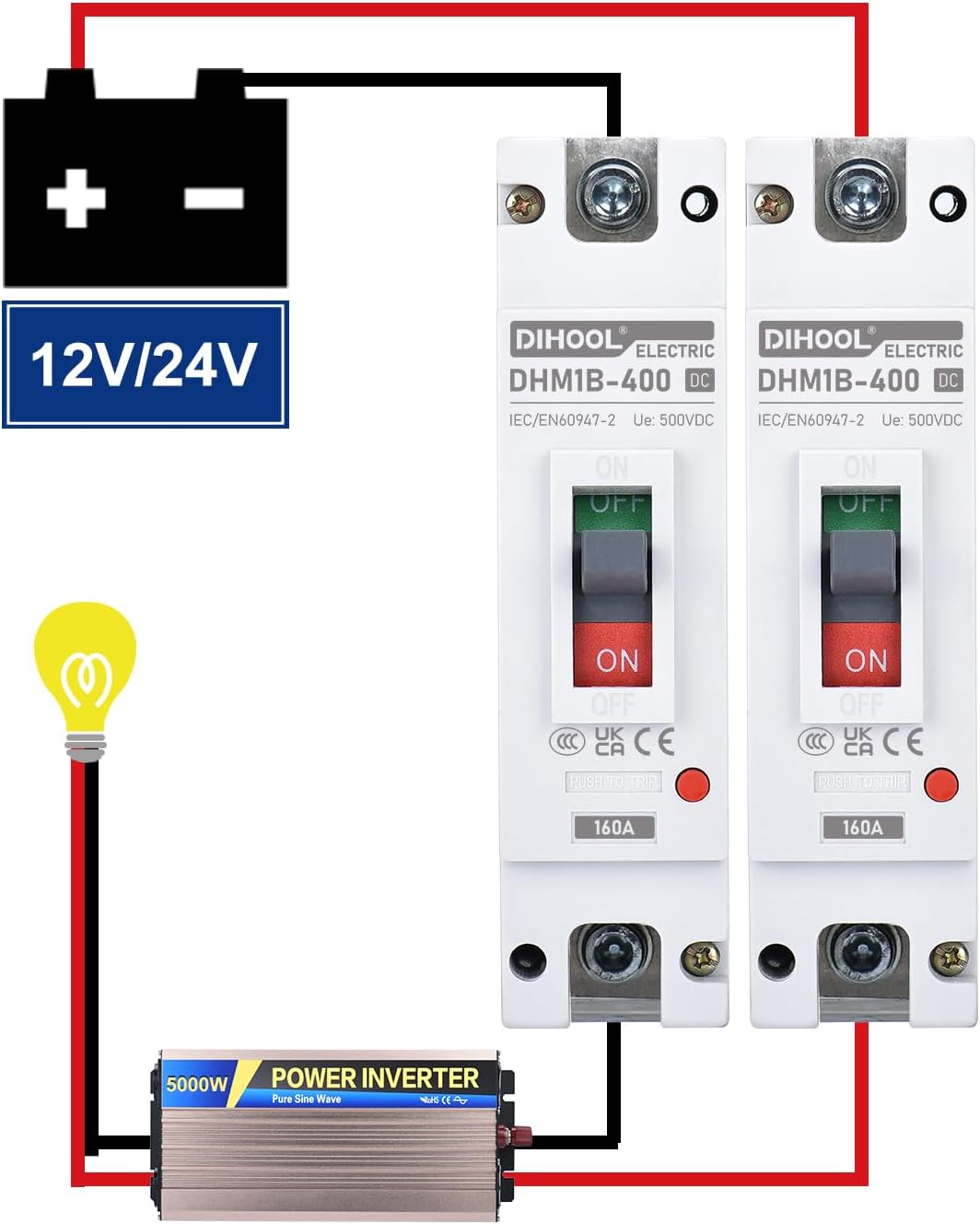 Interruptor circuito 160A CC 500V para coche RV barco