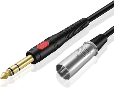 Cable XLR macho a 1/4 TRS 10ft chapado oro audio estéreo