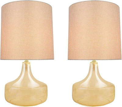 Lámpara mesa cristal 19" pantalla ámbar