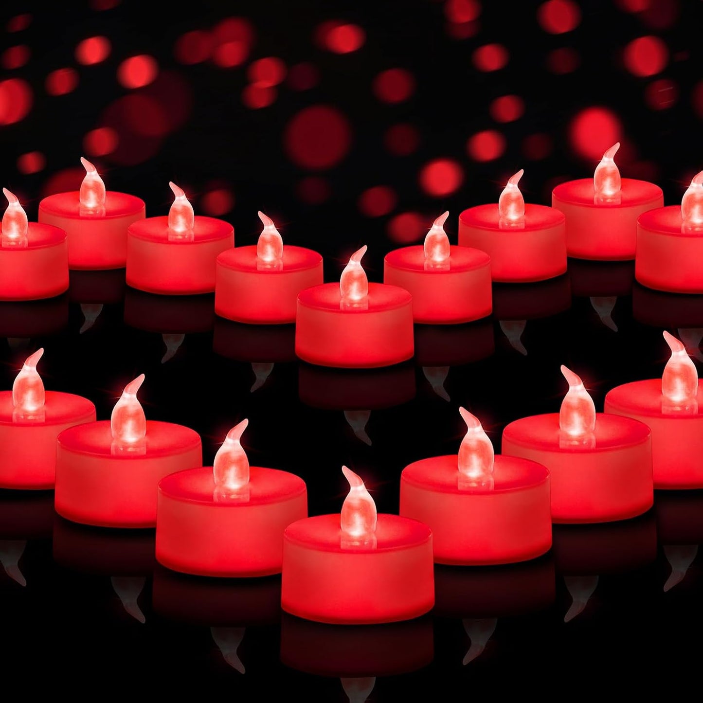 Velas LED sin llama parpadeantes base roja pack 24 hogar boda