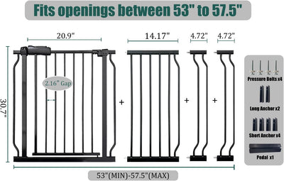 Puerta seguridad bebé 53-57.5pulg 30pulg alto cierre auto
