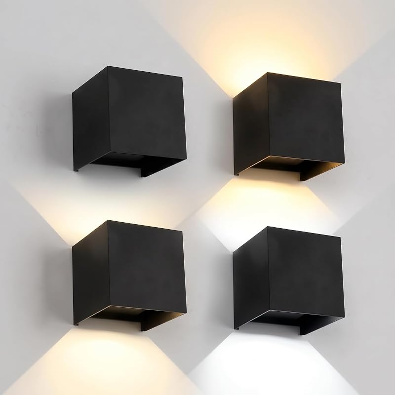 Aplique pared cuadrado negro 15W 3 temperaturas