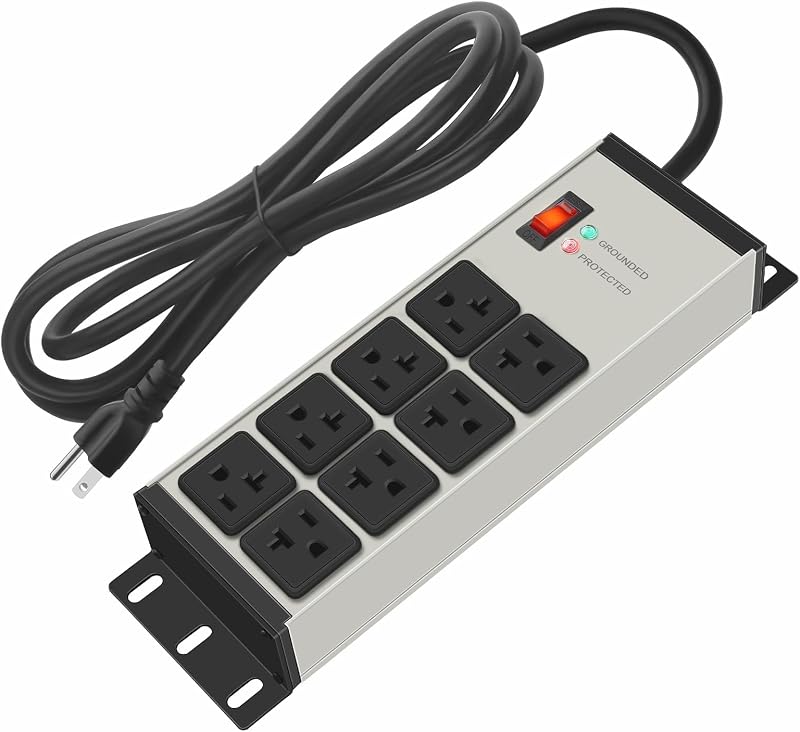 Regleta sobretensiones 20A 8 tomas gris para taller