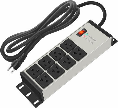 Regleta sobretensiones 20A 8 tomas gris para taller