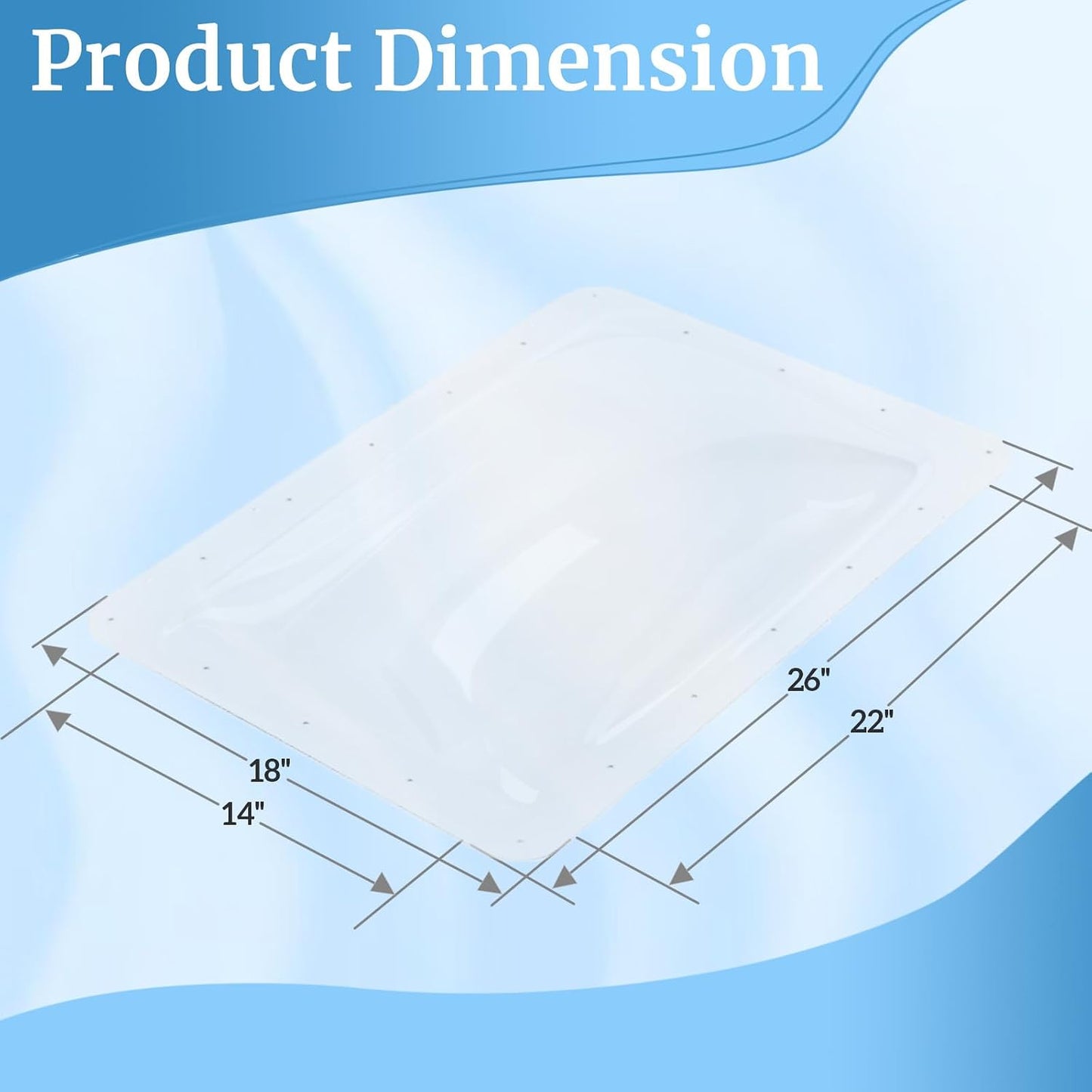 Tragaluz RV repuesto 18x26" cubierta duradera UV resistente