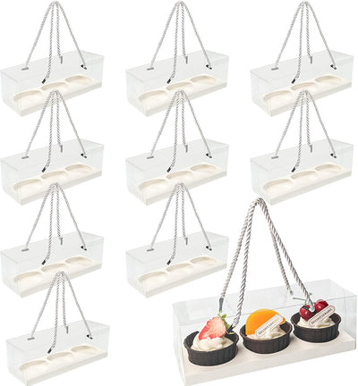 20 Cajas Transparentes Cupcakes con Asa 9x3x3"