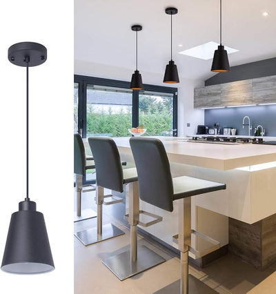 Lámpara colgante negra para cocina isla 5.94pulg moderna