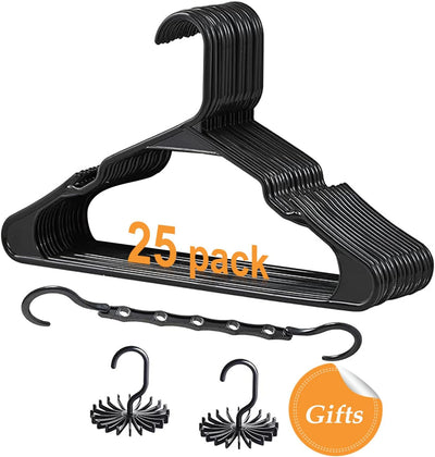 25 Perchas Plástico Antiderrap Negro Ahorro Espacio