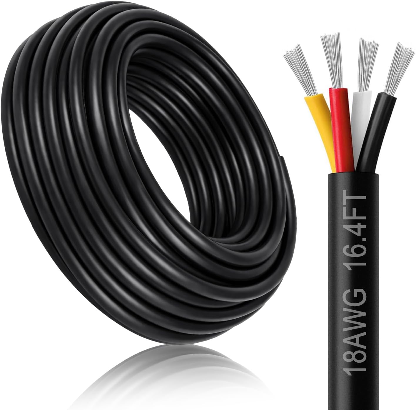 Cable cobre estañado trenzado PVC negro 16.4pies 18/4