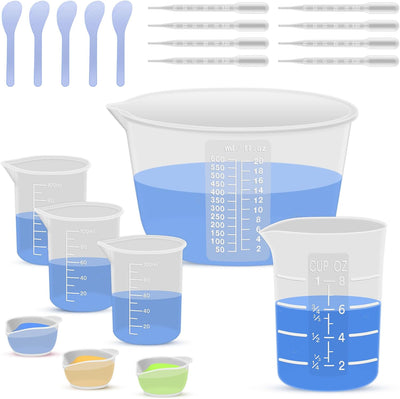 Tazas medición silicón 600ml 250ml 100ml reutilizables