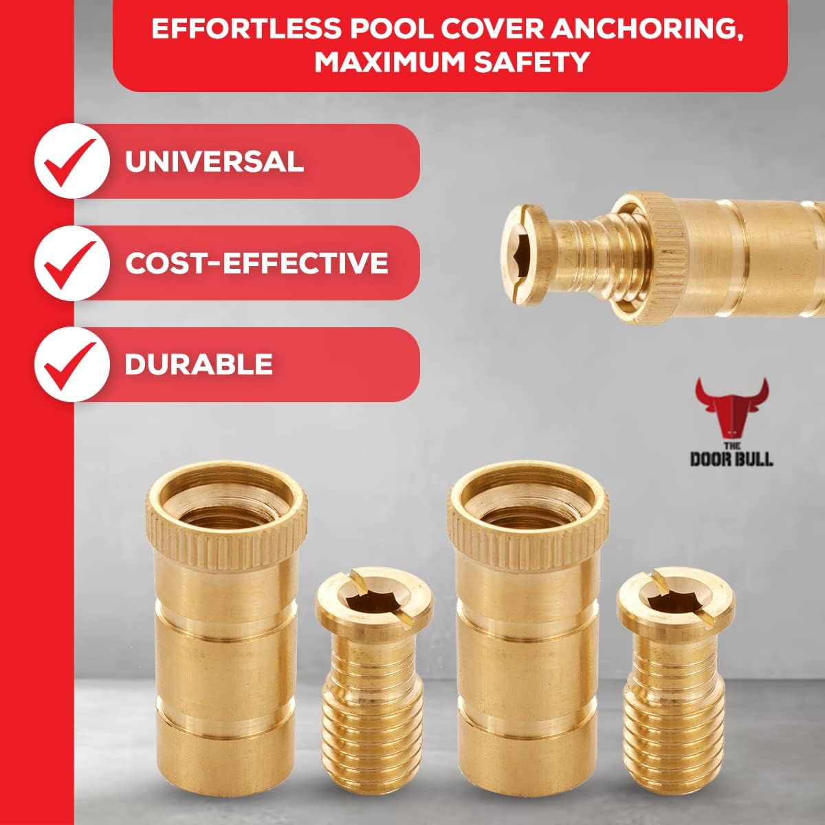 Anclajes latón para cubierta piscina hormigón y terraza 3/4