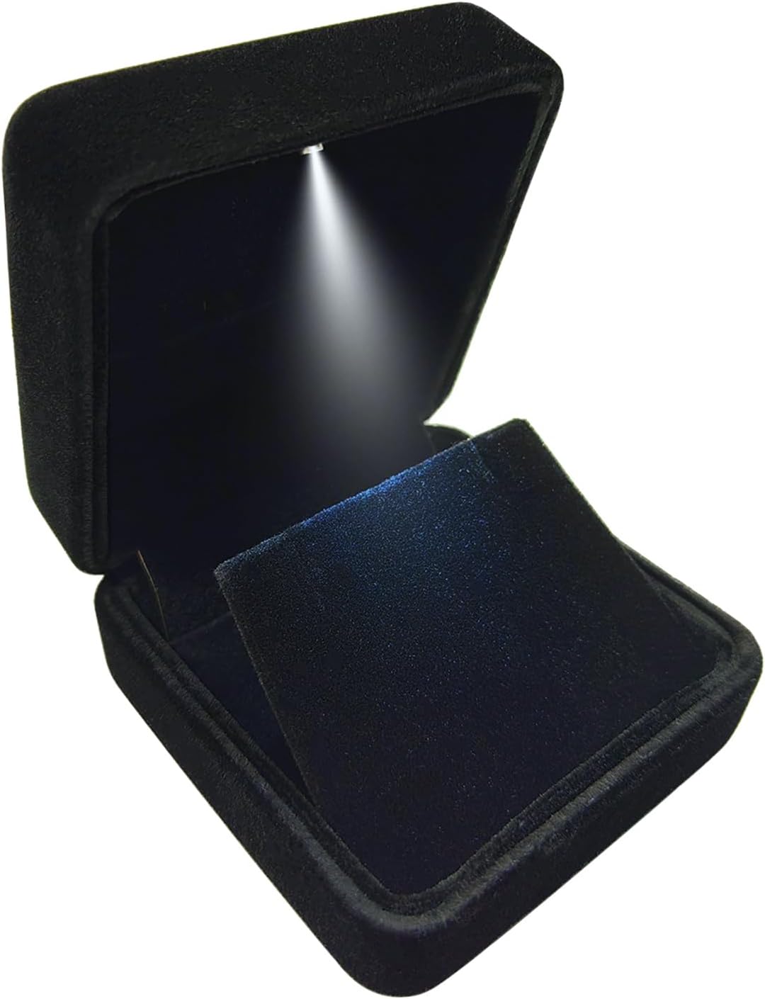 Caja aretes terciopelo con luz LED regalo boda