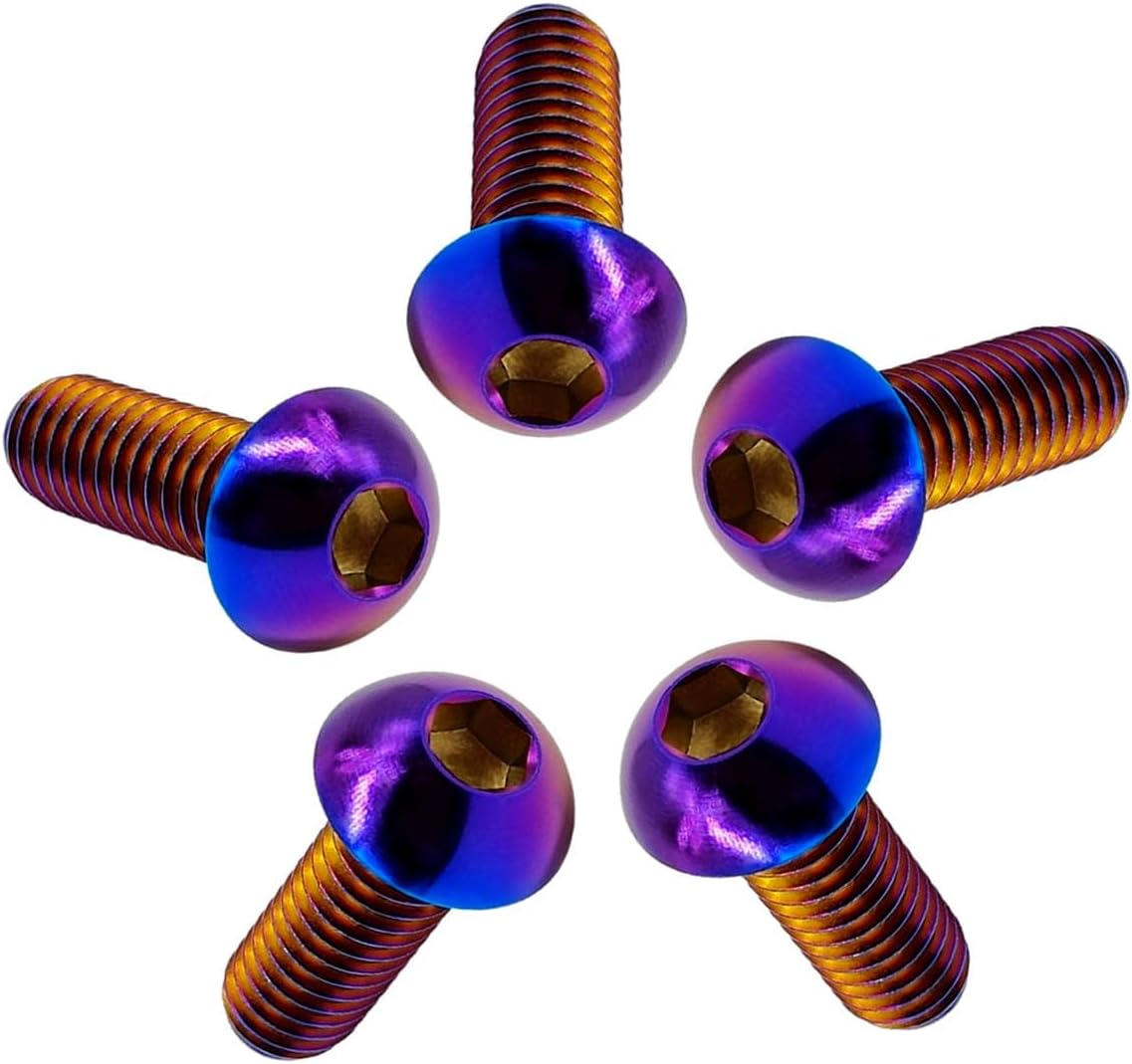 Tornillos titanio cabeza botón cavidad hexagonal azules 5 pzas