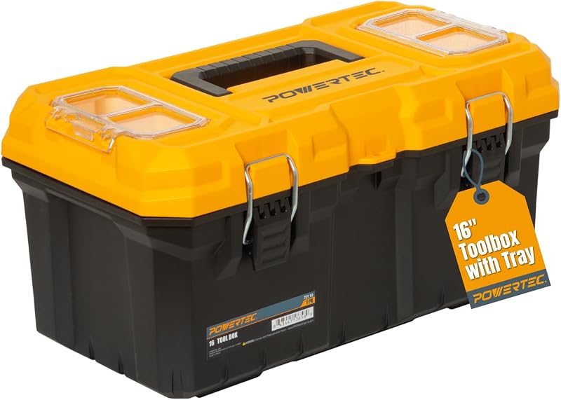 Caja herramientas 16" con bandejas metal cerradura