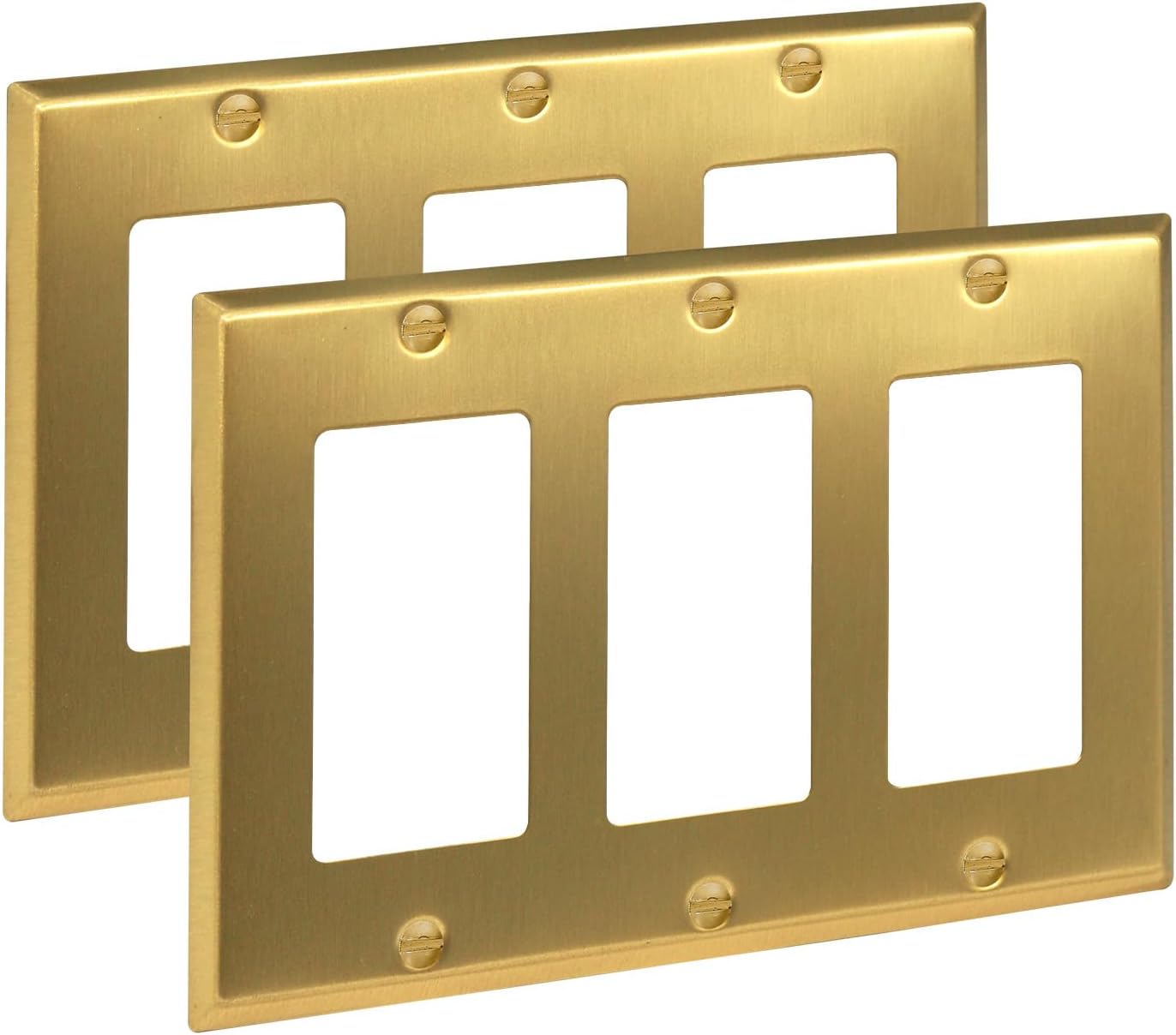 Placa pared interruptor luz triple latón cepillado 6.3x4.3