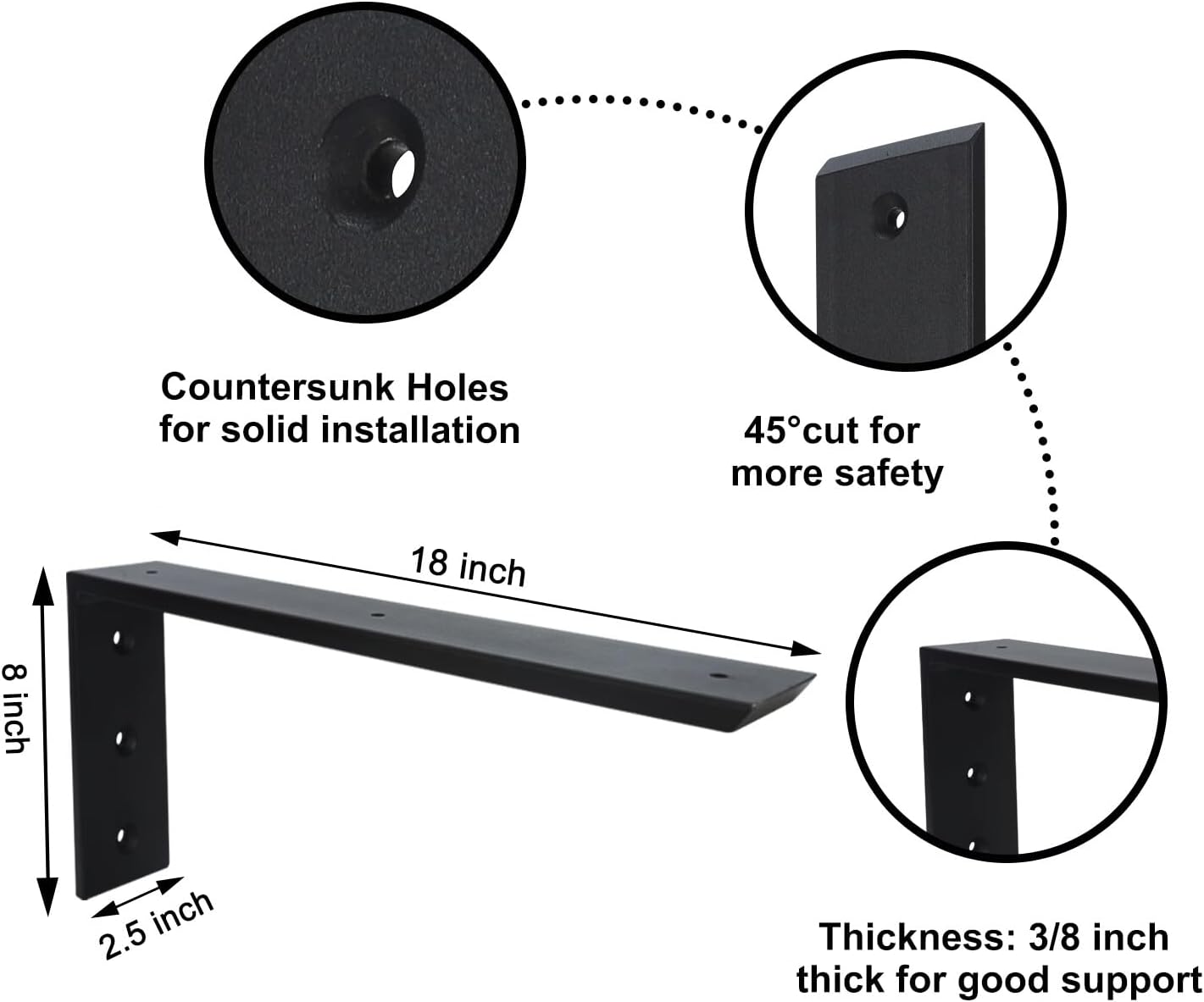 Soporte encimera 18pulg 3/8" resistente para cuarzo y