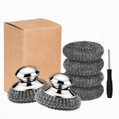 Set 7 Cepillos Acero para Hierro Fundido Ollas Parrilla