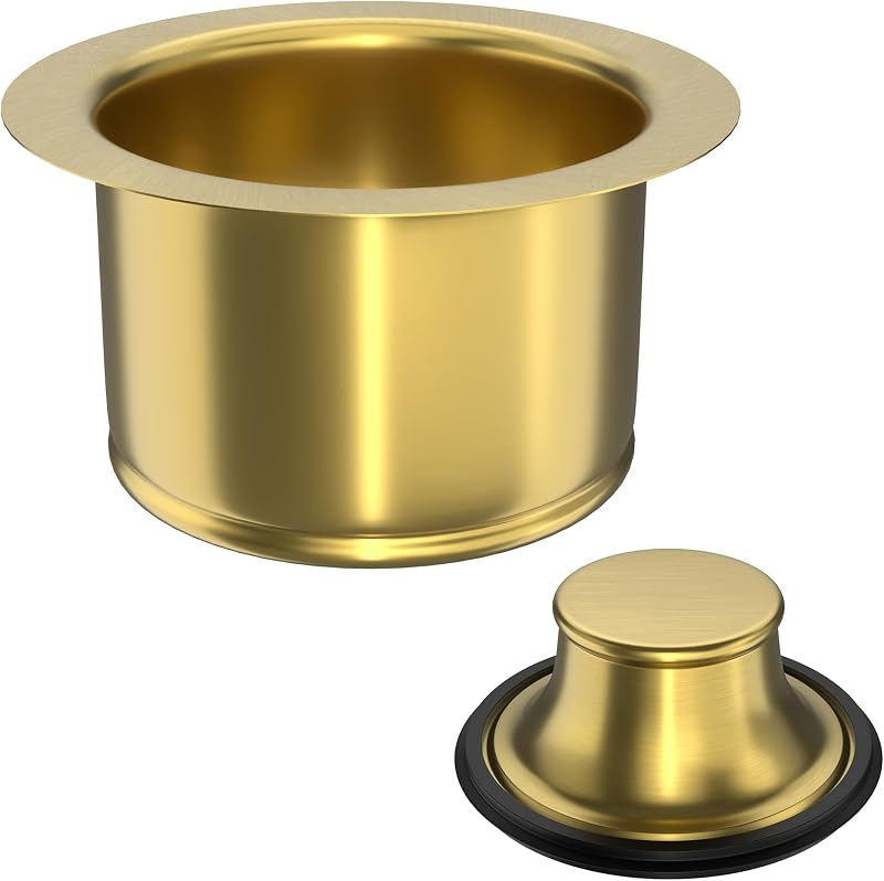 Brida drenaje fregadero con tapón 3.5" cepillado dorado
