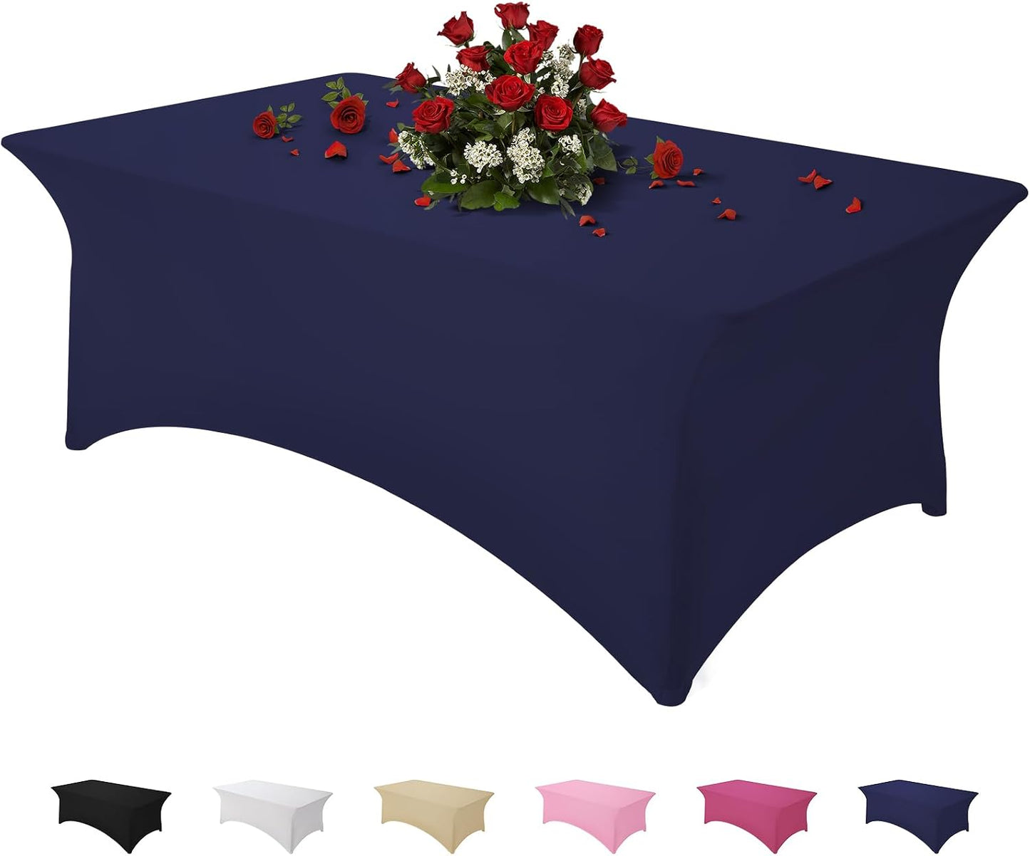Mantel elastano azul marino 8ft ajustable para eventos