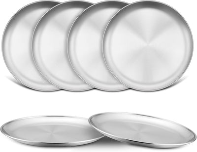 Set 6 platos acero inox para bebé 8pulg plateado