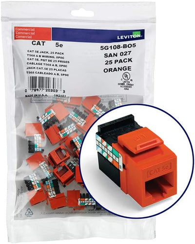 Conector QuickPort Cat 5E pack 25 naranja