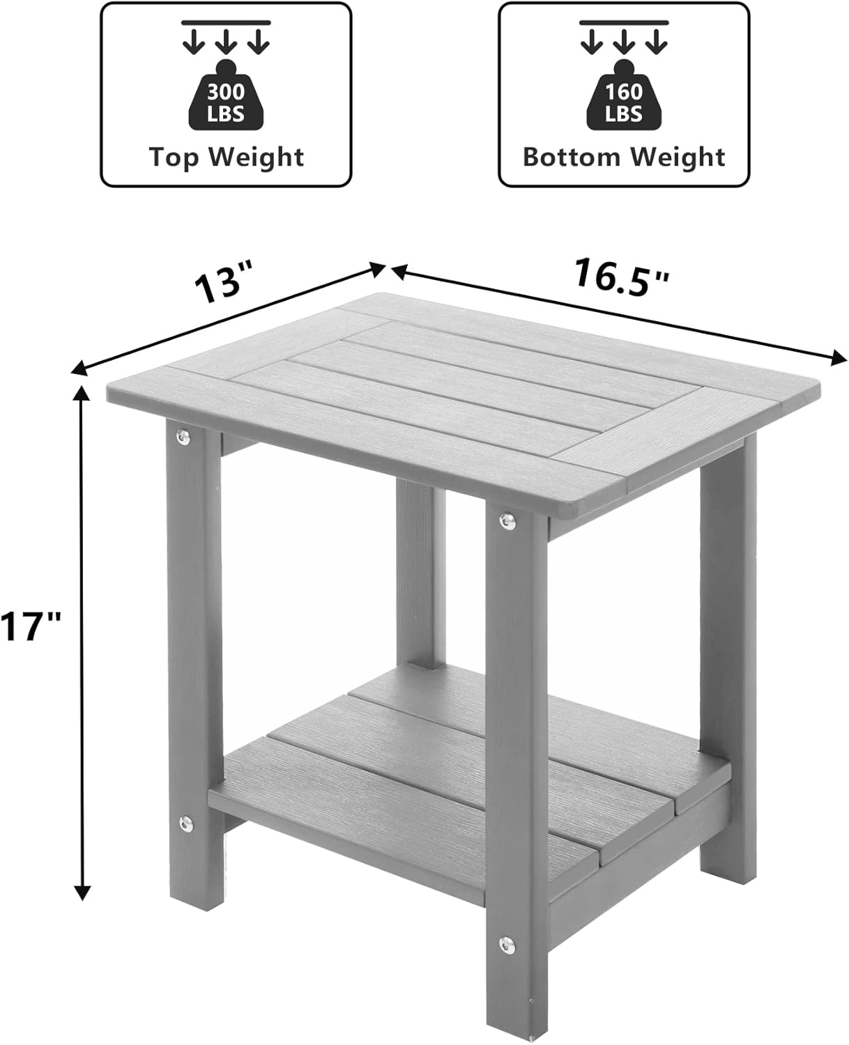 Mesa auxiliar Adirondack resistente gris claro