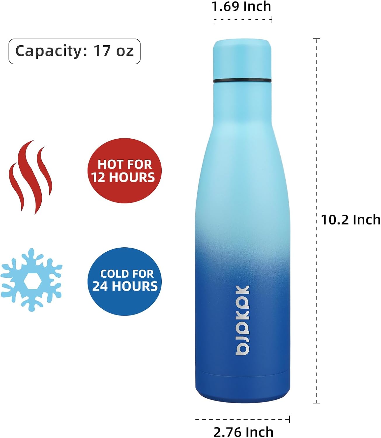Botella agua aislada acero inox 17oz sin BPA