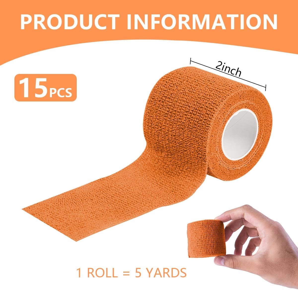 15 Vendajes Autoadhesivos Naranja 2pulg x5yd Elásticos
