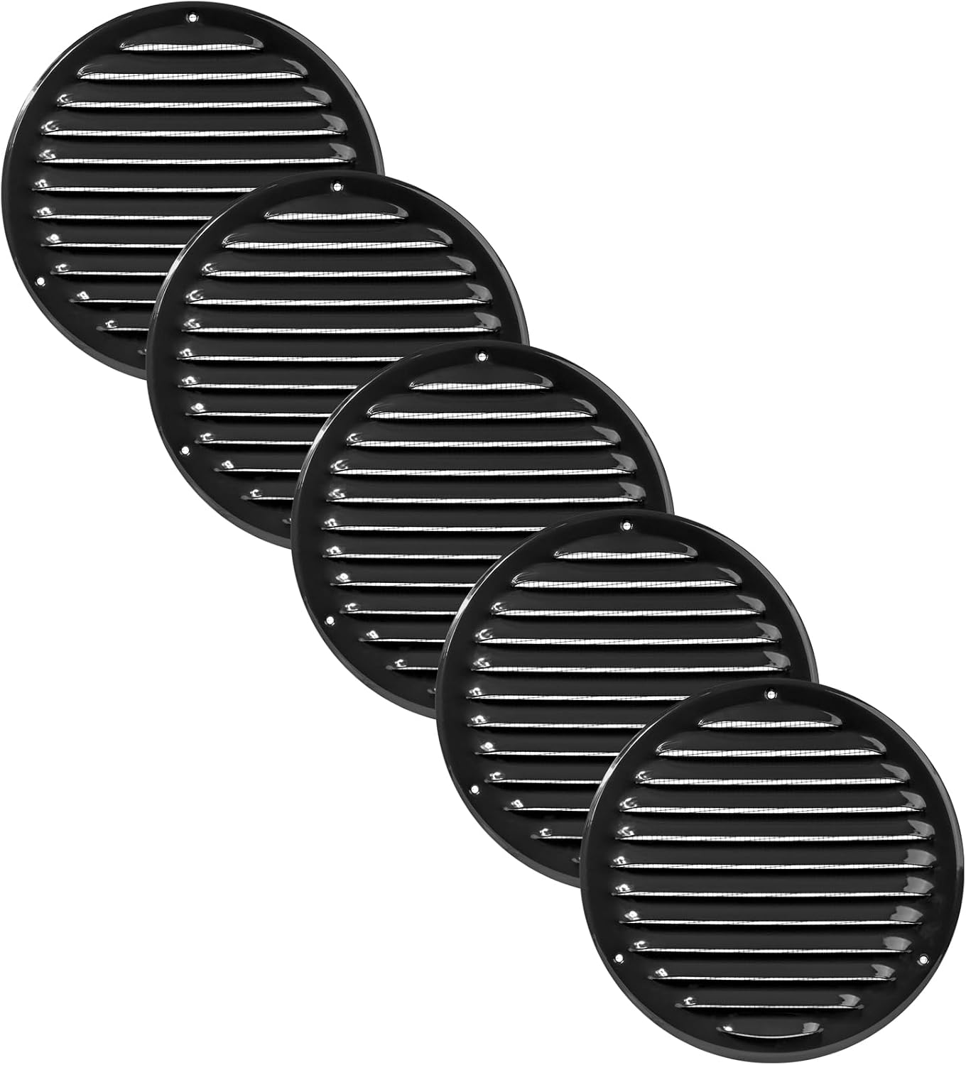 Cubierta ventilación soffit 6pulg pack 5 negro rejilla