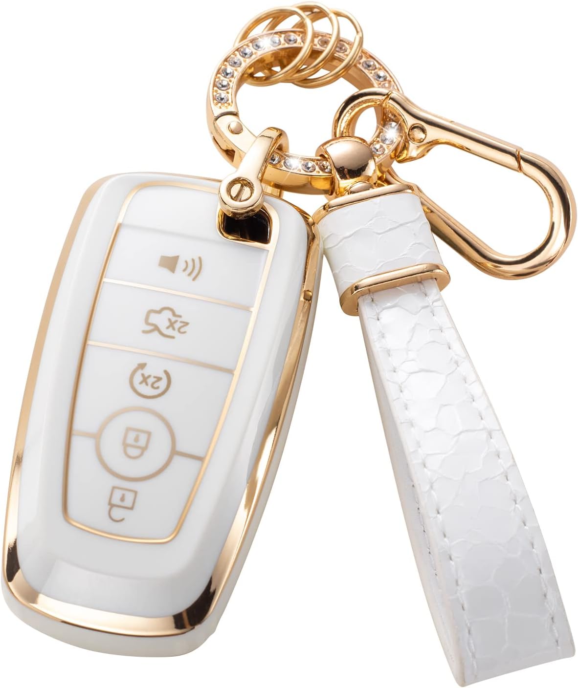 Funda llave coche 5 botones Ford color blanco
