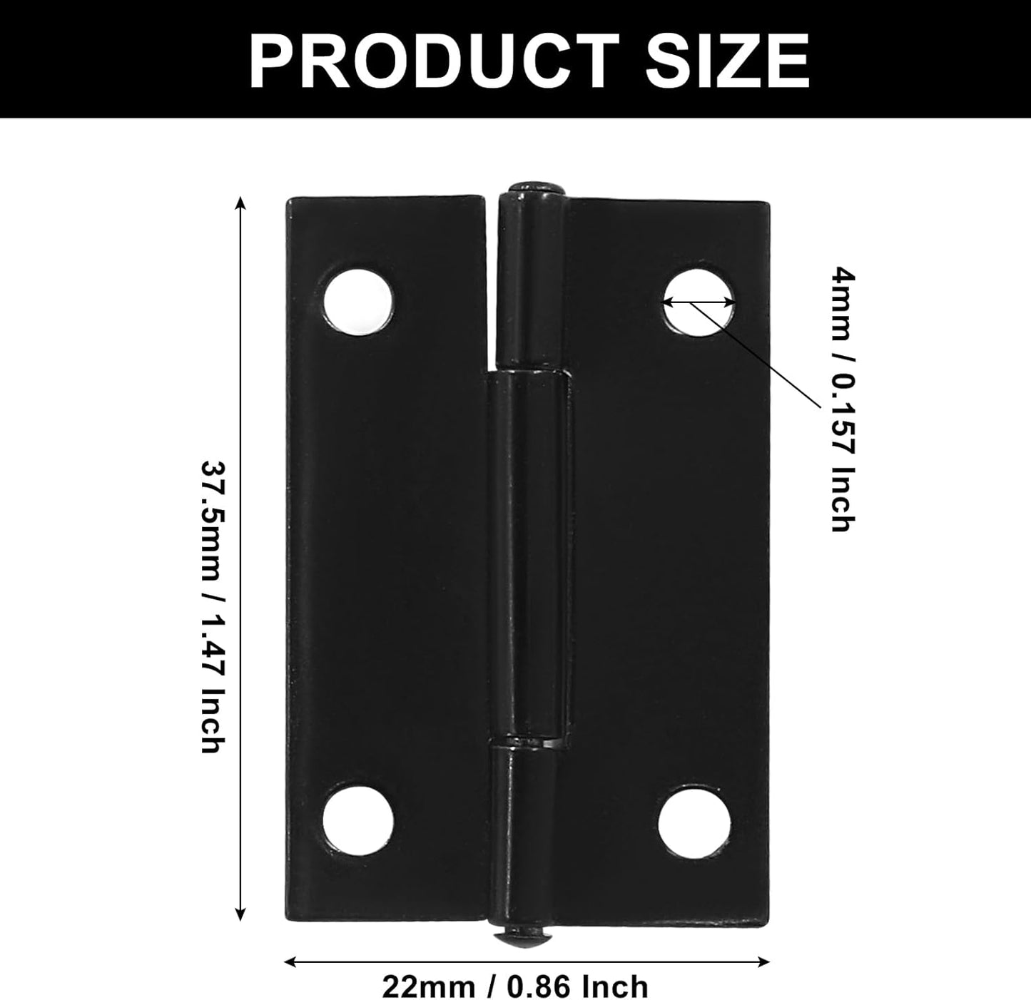 Pack 24 Bisagras Puerta 1.5pulg Negras con S de Montaje