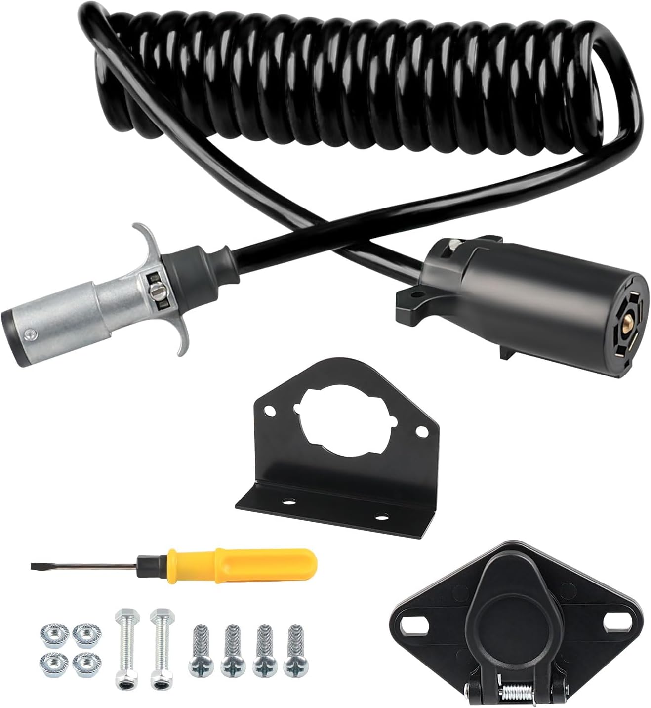 Kit enchufe remolque 7 cables adaptador 7 a 6 pines 8" negro
