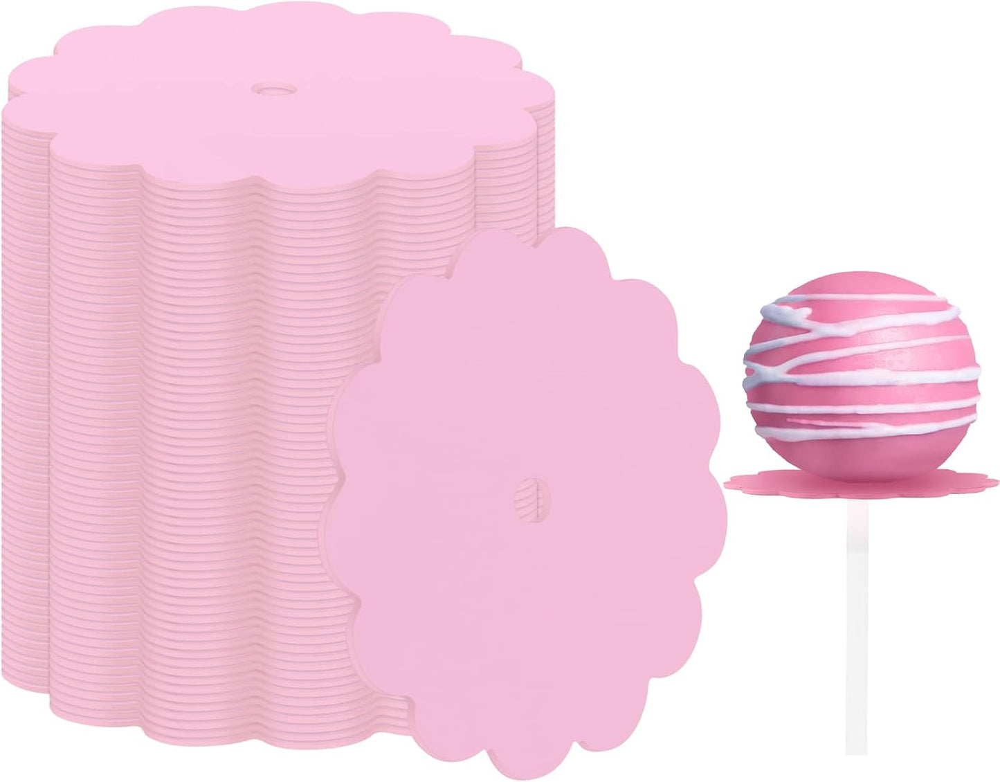 100 Tableros Festoneados Rosa 2pulg para Cupcakes