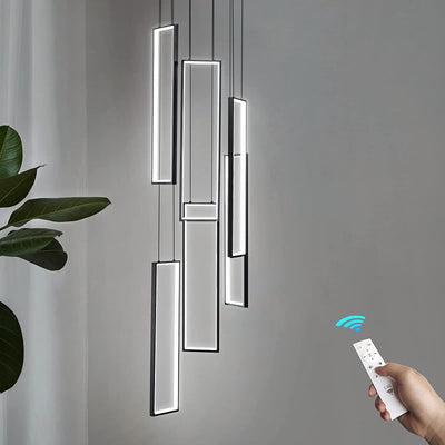 Lámpara colgante LED negra 108W 6 anillos para techo grande