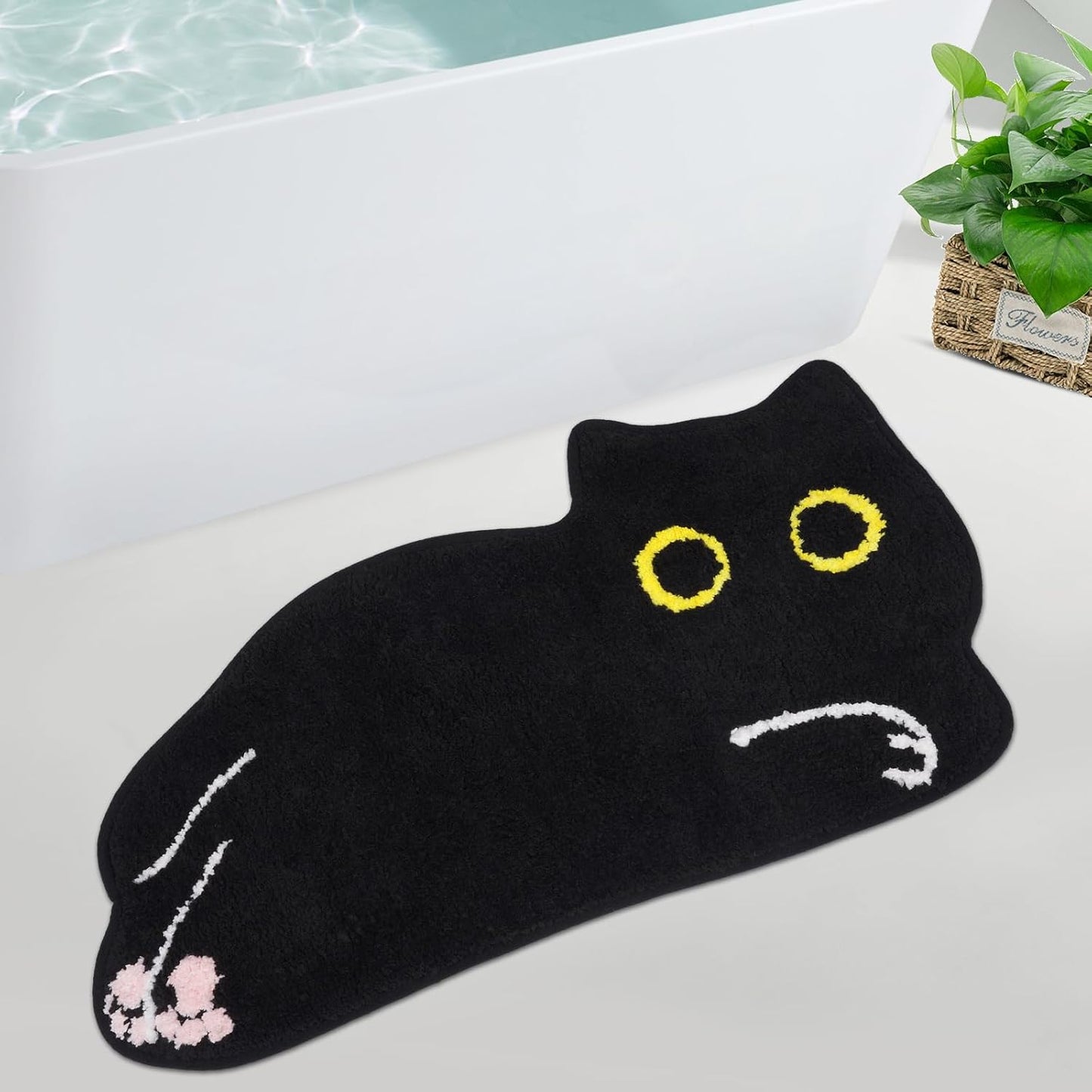Alfombra baño gato 35x20" suave antiderrap