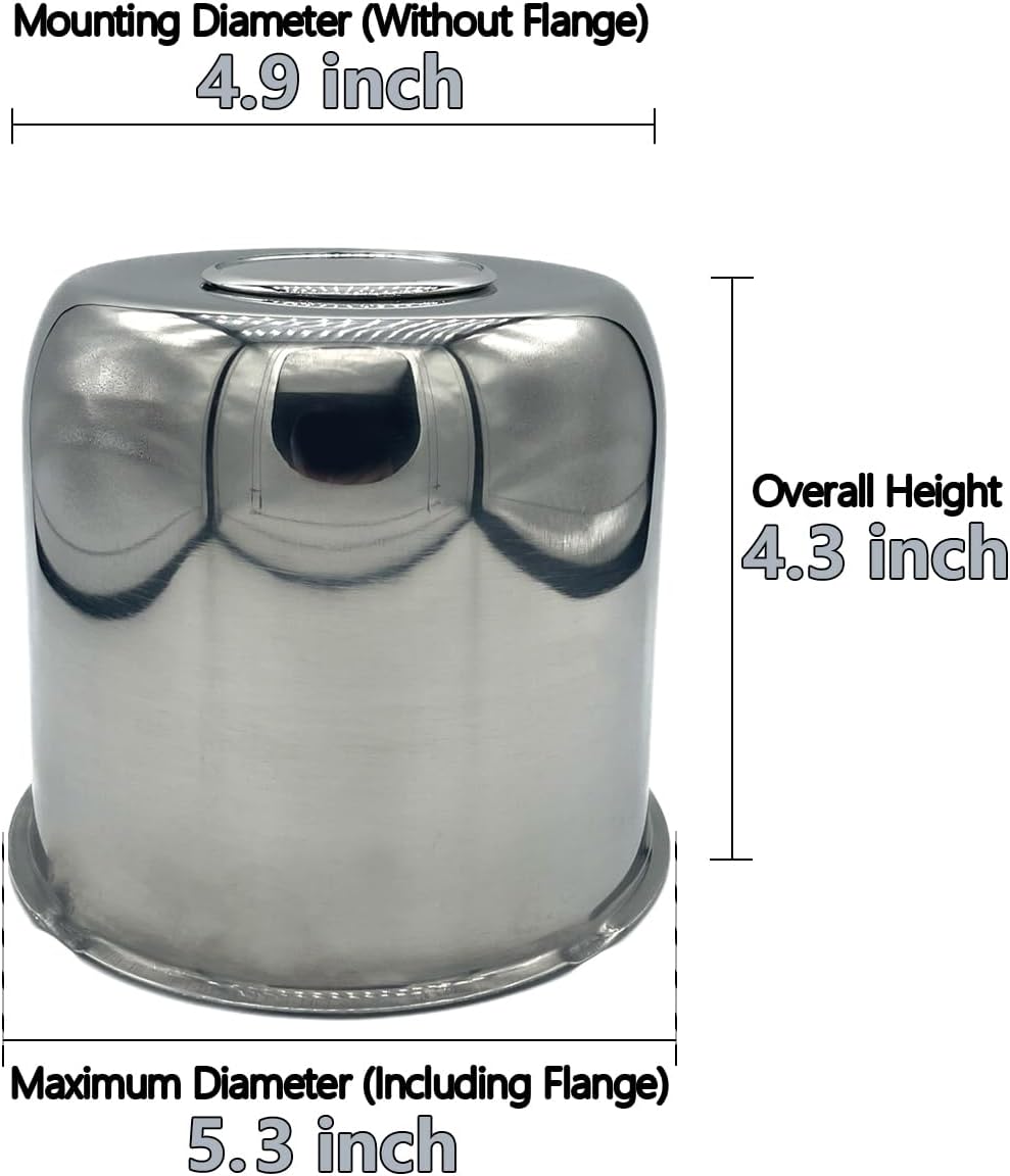 4 Tapas centrales acero inox 12,4cm para remolque camión RV