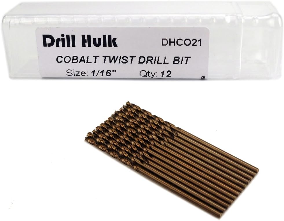 Brocas helicoidales cobalto M35 1/16pulg acero inox paquete 12