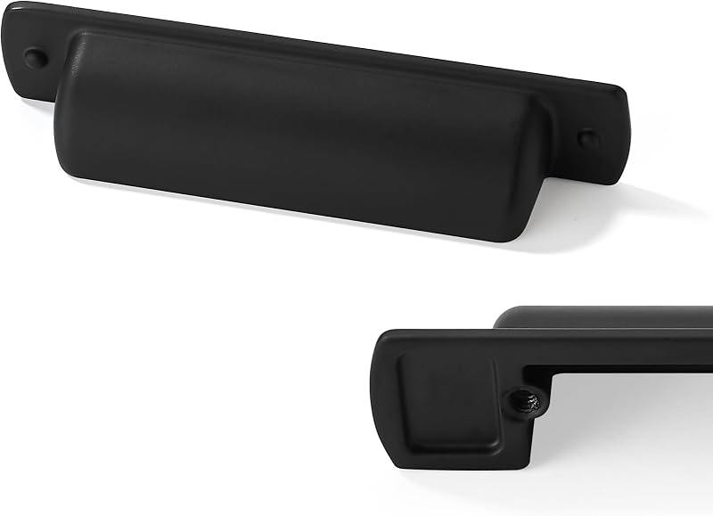 Tiradores cubeta 3" vintage negro mate set 20 cocina