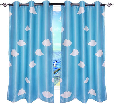 1 Cortina opaca para niños blancas y azules