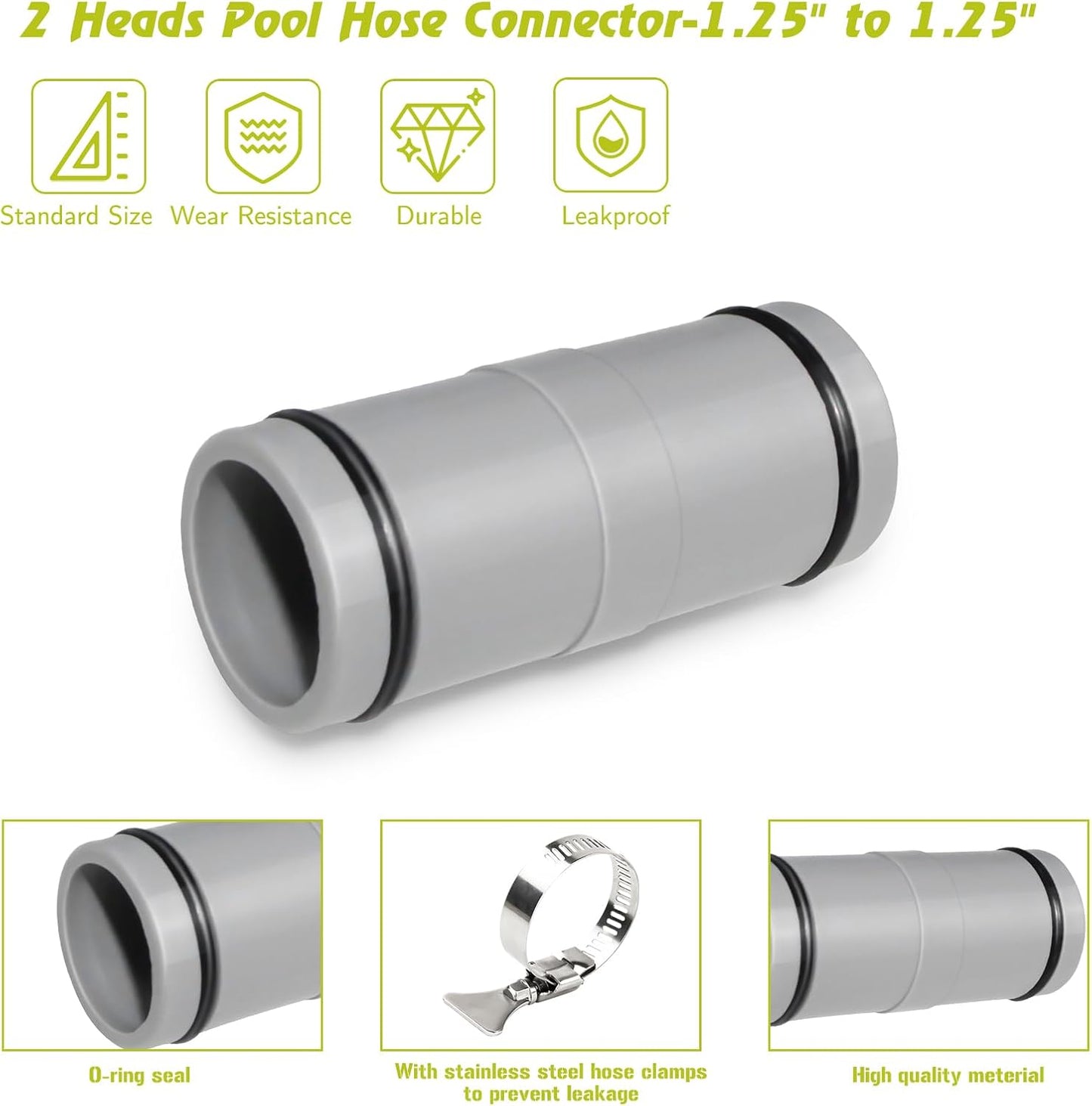 Conector manguera piscina 1.25pulg adaptador 2 cabezales