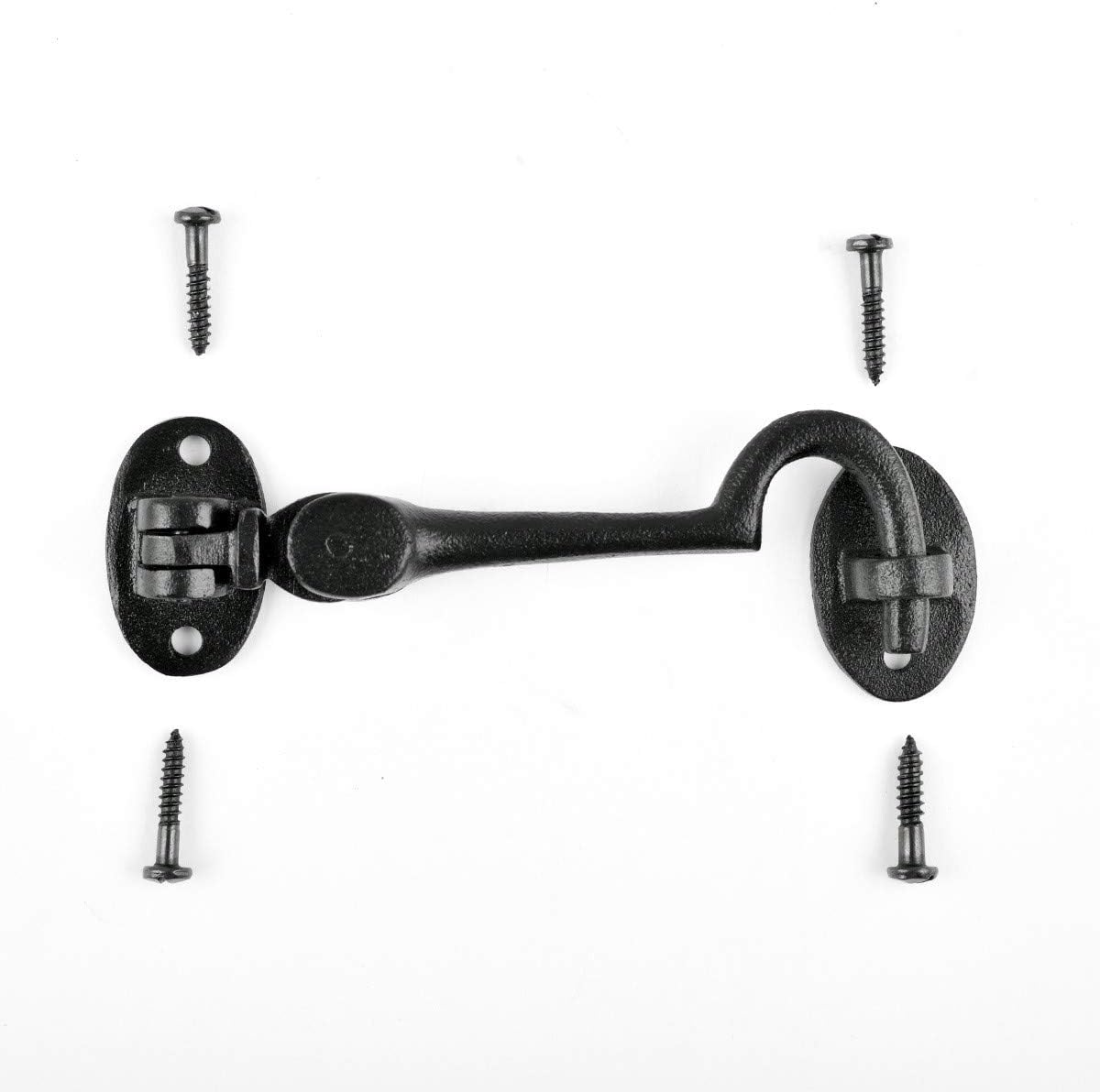 Cerradura puerta 4.5" hierro forjado negro con pestillo