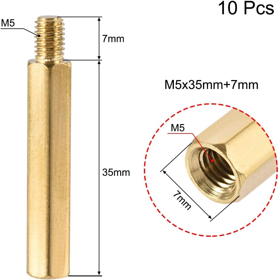 Separador M5x35mm latón hexagonal PCB 10uds