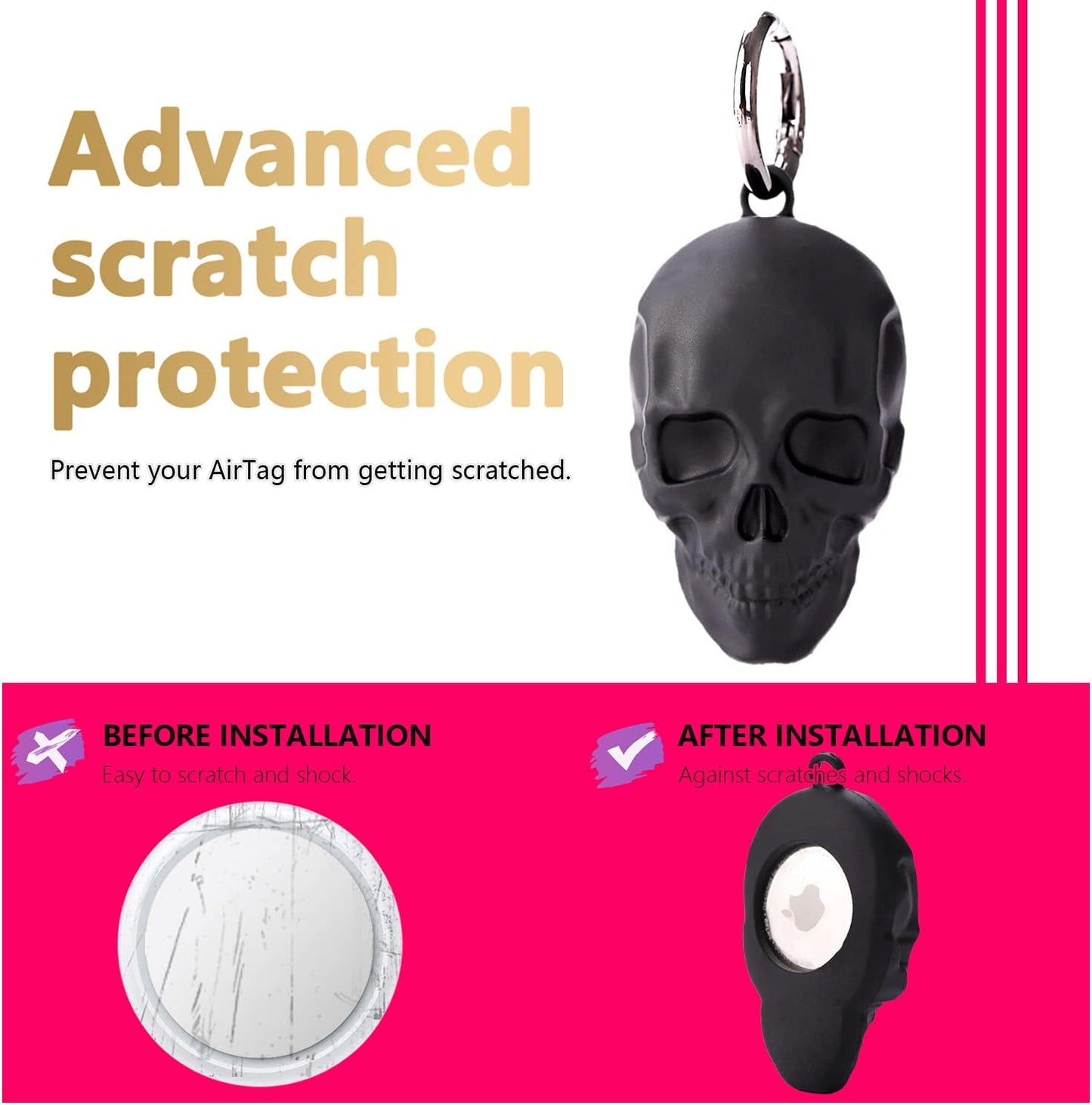 Funda protectora para AirTag llavero portátil negro