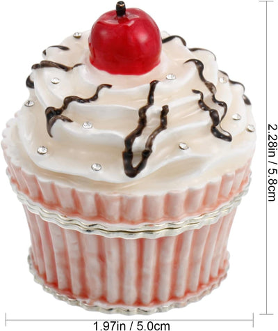 Caja esmaltada organiz. joyas bisagras decoración Cupcake