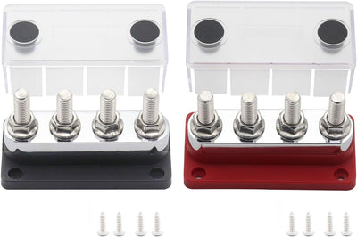 Barra bus 12V-48V 600A con 4 terminales M10 de cobre