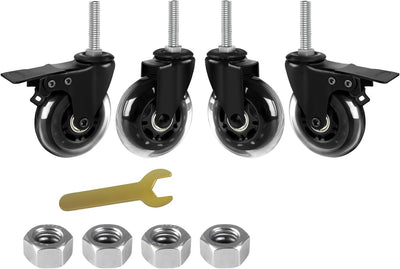 Ruedas giratorias 3pulg set 4 con freno y vástago 3/8 16x1.5