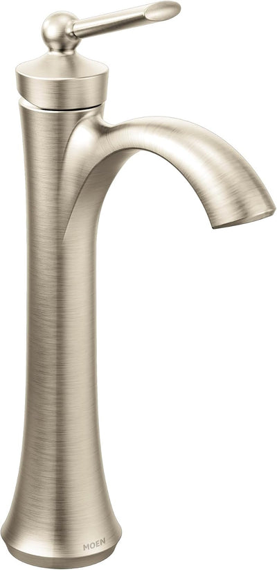 Grifo baño arco alto níquel cepillado manija un solo agujero