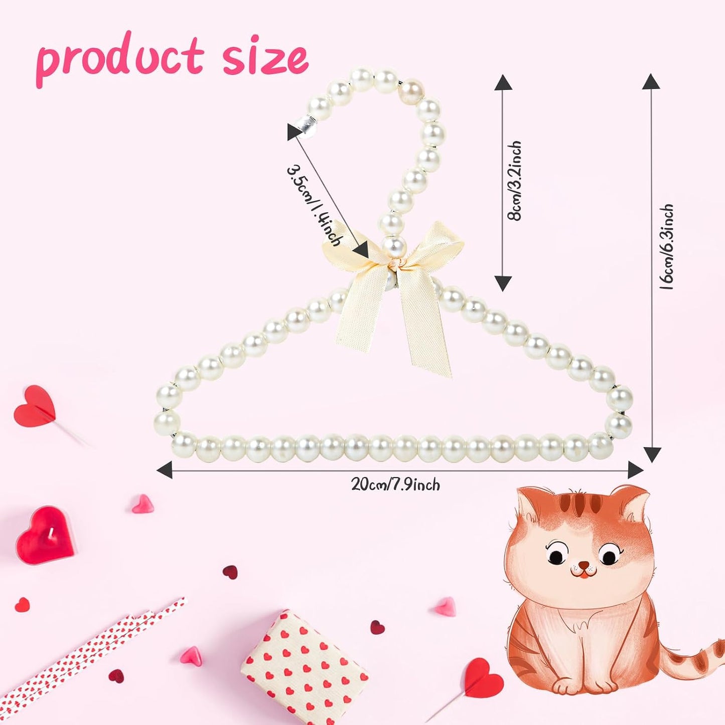 Perchas de perlas para ropa mascotas 10 Uds blanco y rosa