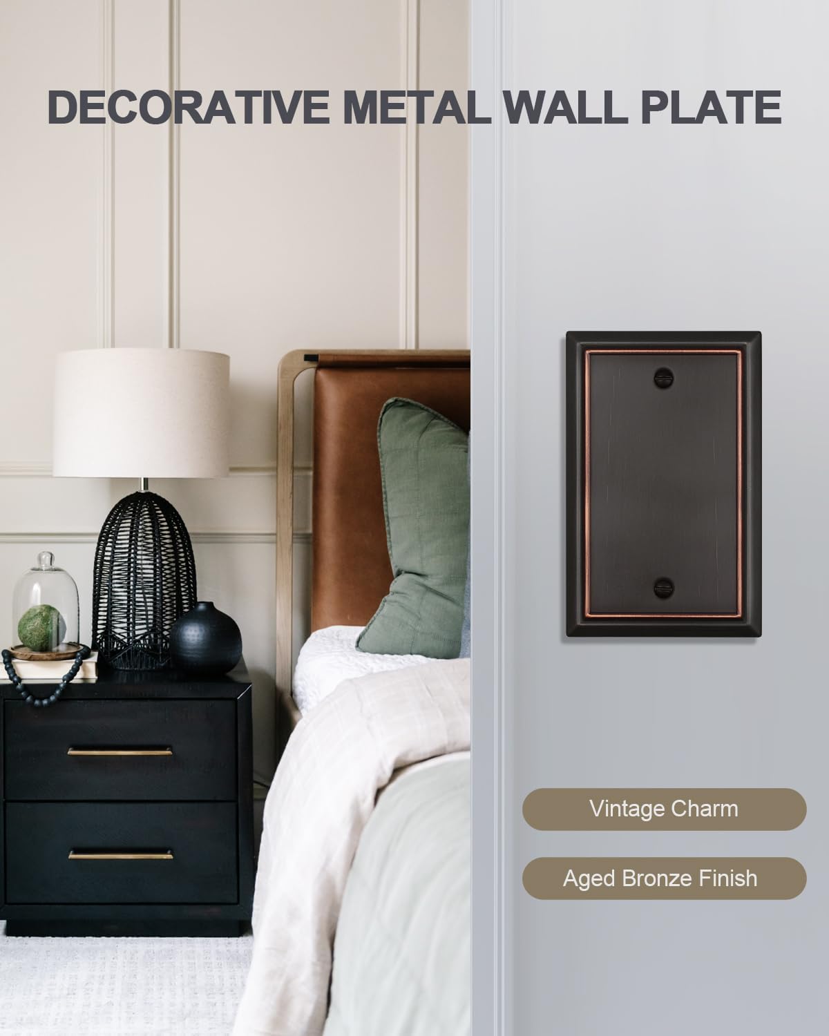 Placas interruptor metal bronce envejecido 1 blanco 2 ud